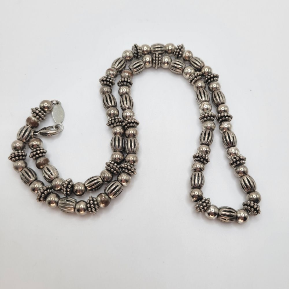 Liz Claiborne | Vintage Silver Tone Beaded Metal Necklace